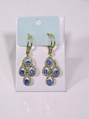 Purple Fashionable Zirconia Water Drop Earrings
